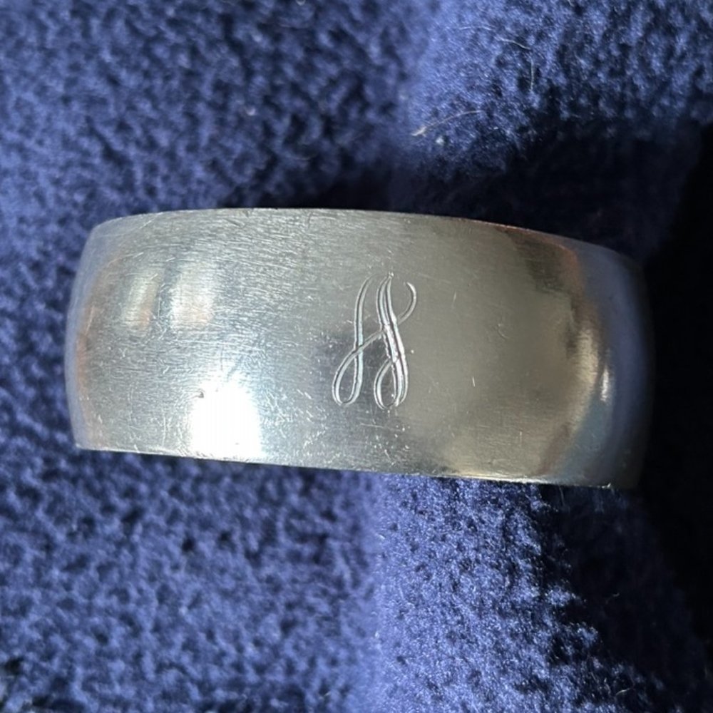 Vintage Leonard 70's  Initial "A" Engraved Genuine Pewter Cuff Bracelet